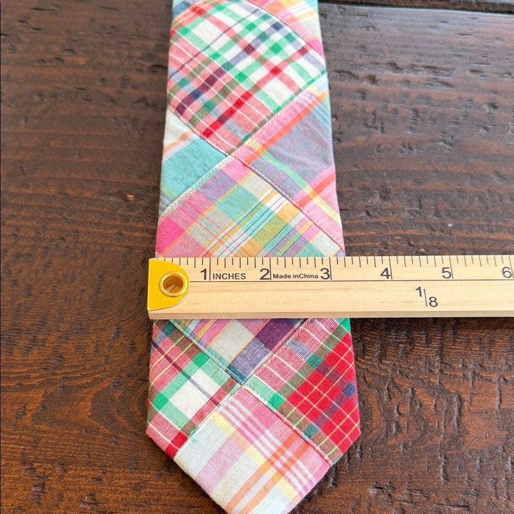 Private Stock Patchwork Madras Plaid Cotton Tie Multi-Color Preppy Academic